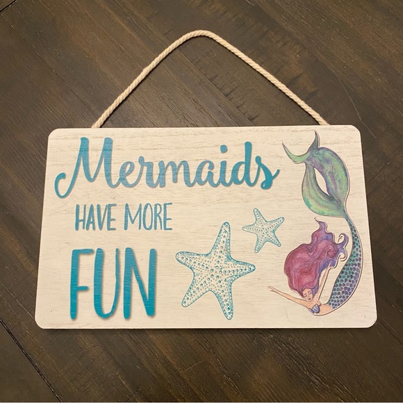 Mermaids Have More Fun Sign Beach Home Decor Wall Art - Picture 3 of 8